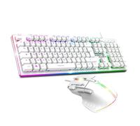 Spirit of Gamer - Ultimate 600 Filaire, Pack Clavier Souris Gamer RGB, Layout AZERTY Français Rétroéclairé, Clavier Gaming Semi-Mecanique en Métal, Touches Antighosting, Souris 4800 DPI, Blanc
