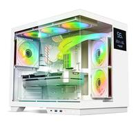 Spirit of Gamer - Viper CRX, Boitier PC Gaming Aquarium ATX/mATX/ITX, 6 Ventilateurs ARGB PWM, Verre Trempé à 270°, Écran LCD Intégré, Support Watercooling 360 mm, USB-C, Câble Management, Acier SPCC