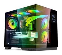 Spirit of Gamer - Viper CRX, Boitier PC Gaming Aquarium ATX/mATX/ITX, 6 Ventilateurs ARGB PWM, Verre Trempé à 270°, Écran LCD Intégré, Support Watercooling 360 mm, USB-C, Câble Management, Acier SPCC