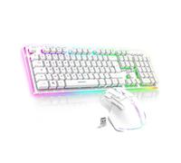 SPIRIT OF GAMER x MK600 | Pack Clavier Souris Sans Fil Blanc Rechargeable RGB | Layout AZERTY Français Rétroéclairé | Gaming Keyboard Semi Mecanique | Wireless Mouse 4800 DPI | PS4/PS5, PC, Xbox