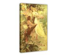 Spirit of Spring par Alphonse Mucha - Impression sur toile - Décoration murale moderne pour chambre à coucher - 50,8 x 76,2 cm