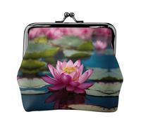 Spirit of The Lotus Print Porte-monnaie en cuir microfibre pour femme avec fermeture Kiss Lock Mini portefeuille pour cartes et rouge à lèvres