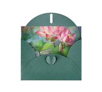 Spirit of the Lotus Prints Carte de vœux horizontale en papier nacré pour cartes d'anniversaire et toutes les occasions, vert foncé