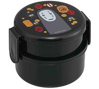 Spirited Away Boîte à bento ronde à 2 étages avec folk (500 ml) - Design japonais authentique - Passe au micro-ondes - Noir