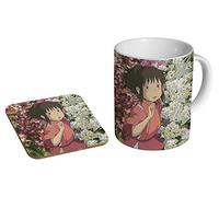 Spirited Away Chihiro Ogino Mug à café en céramique + dessous-de-verre Coffret cadeau