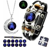 Spiritio Bracelet en cuir multicouche réglable avec signes du zodiaque et esprit du zodiaque pour homme et femme, taille unique, Cuir, Pas de gemme