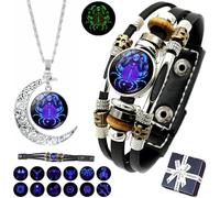 Spiritio Bracelet en cuir multicouche réglable avec signes du zodiaque et esprit du zodiaque pour homme et femme, taille unique, Cuir, Pas de gemme