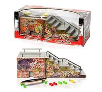 SPIRITRIDERS GRIP & TRICKS - Rampe à Doigt Halfpipe avec 1 Finger Skate 8 Mini Roues Supplémentaires 1 Outil pour Skateboard - Jouet à Doigt 11 pièces dès 6 Ans Multicolore