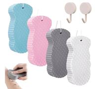 Spirittion/Ambirenton Lot de 4 éponges de bain exfoliantes magiques Flairaura - Éponge de bain exfoliante 3D super douce - Éponges pour la peau éclatante - Douces pour la peau et réutilisables