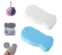 Spirittion Magic Exfoliating Bath Sponge, Lilyrhyme/Naivetu 3D Super Soft Exfoliating Bath Sponge, Skin Friendly Reusable Painless Scrub Exfoliating for Body, Face, Feet (White+Blue)