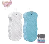 Spirittion Magic Super Soft Exfoliating Bathsponge, Lilyrhyme Super Soft Exfoliating Bath Sponge, Spirittion Magic Exfoliating Bath Sponge, Skin Friendly and Reusable for Adults Children (Blue+White)