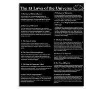 Spiritual Growth Canvas The 12 Universal Laws Wall Art for Manifestation Meditation Space Conscious Living(Framed,12x18inch(30x45cm))