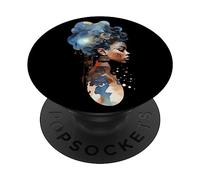 Spiritual Melanin Queen Portrait Afro Femme PopSockets PopGrip Adhésif