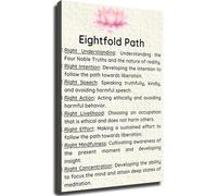 Spiritual Quote Poster The Eightfold Path Buddhist Compassion Saying Wall-Art Meaningful Room Decor for Kitchen Living Room Bedroom Office(Framed,12x18inch(30x45cm))