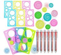 Spirographe, 12 pièces Spirograph Deluxe Set,Dessin Spirale Ensemble | Multifonctionnel Spiral Designer, Mandala Designer, Creatif Pochoirs pour Peinture, Modèles de Dessin pour Enfants