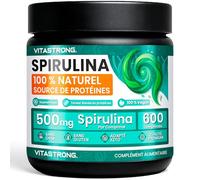 Spiruline 600 Comprimés, 500mg, 10 Mois de Cure, Spirulina Platensis Pure, Riche en Protéines Végétales Fer Vitamines, Sans OGM Gluten, Vegan Keto, Vitastrong