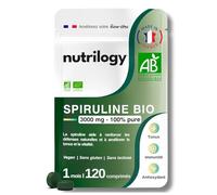 Spiruline Bio 3000mg 100% Pure & sans métaux lourds | Immunité, Tonus & Antioxydant | 1 mois - 120 comprimés | Riche en Fer & Protéines | Super Aliment Naturel & Fabriqué en France | NUTRILOGY