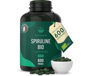 Spiruline BIO | 600 Comprimés 500mg | Cure 75 Jours | 19% Phycocyanine, Séchée à Froid | Sans Additifs & OGM | Vegan | TRUE NATURE