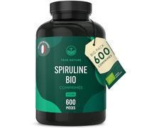 Spiruline Bio - 600 comprimés de 500mg - Sans Excipients & OGM - 19% de Phycocyanine - Riche en Protéines, Vegan, Fer, Antioxydants Sans Additifs, Lactose & Gluten - analysé en France - TRUE NATURE