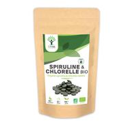 Spiruline + Chlorella Bio - Bioptimal - Complément Alimentaire - Multivitamines - Protéine Bcaa Fer Phycocyanine Chlorophylle - 500 Mg - Conditionné En France - Certifié Par Ecocert - 600 Comprimés