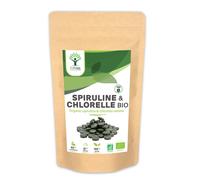 Spiruline + Chlorella Bio - Bioptimal - Complément Alimentaire - Multivitamines - Protéine Bcaa Fer Phycocyanine Chlorophylle - 500 Mg - Conditionné En France - Certifié Par Ecocert - 150 Comprimés