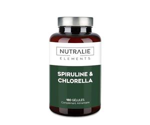 Spiruline et Chlorella 1800mg - Énergie - Bio-disponible et Végétalienne - 180 Gélules d'Algues Spiruline et Chlorella - Végétalienne - 180 Gélules Nutralie