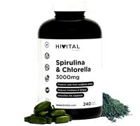 Spiruline et Chlorella 3000 mg. 240 comprimés végétaliens depuis près de 3 mois de traitement. Protéines naturelles issues des algues Spiruline et Chlorella. Fabriqué en Europe par HIVITAL
