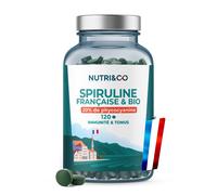 Nutri&Co Spiruline Bio 100% Française – 20% phycocyanine – 120 compr. 500 mg