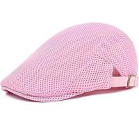 SpirWoRchlan Casquette plate rétro tendance pour homme Newsboy Casquette plate Ivy Gatsby Newsboy Chapeau de conduite Casquette en maille respirante réglable Béret Ivy Cap Cabbie Casquette plate Rose
