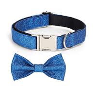 SpirWoRchlan Décorations de Noël, collier réglable pour chien, fabrication exquise, universel, pratique, nœud à paillettes en nylon, collier pour chien pour cadeau de Noël, bleu foncé, M