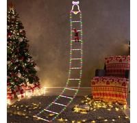 SpirWoRchlan Lumières d'échelle de Noël, lumières d'escalade du Père Noël, 338 LED, 8 modes, fonction de mémoire, alimentation USB pour intérieur et extérieur, arbre de Noël, balcon, décoration de