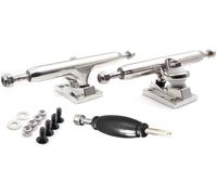 SPITBOARDS 32 mm Fingerboard Pro Trucks, avec Real Lock-Nuts, Single Axis, Hard Kingpins, Uréthane Rubber Ring Bushings, Baseplate Solide, Hangers optimisés, Largeur 32mm (Chrome Argent)