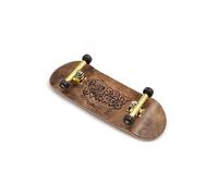SPITBOARDS Ensemble complet de Fingerboard en bois Pro de 34 mm (pré-assemblé, 5 couches), Trucks Pro, roues avec roulements CNC, bande adhésive en mousse, (Plateau : bois burl, Trucks : or, Roues