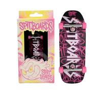 SPITBOARDS Fingerboard Oldschool Cruiser Pro Ensemble Complet de 34 mm, Pré-assemblé en Bois 5 Couches, Trucks Pro, Roues à roulements en uréthane souple 60D, Graphismes à Usures Réelles, Ruban en