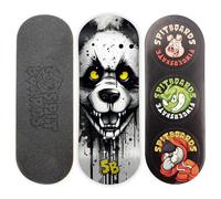 SPITBOARDS Planche à Doigts 34 mm - Bois véritable (5 Couches) Forme de Rue Classique Popsicle - Dimensions : 34 x 96 mm - Deck Graphique Unique (Real Wear) - Concave optimisé - Panda affamé