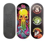 SPITBOARDS Touche 34 mm - Bois véritable (5 couches) Forme classique Popsicle Street - Taille : 34 x 96 mm - Deck graphique unique (usure réelle) - Concave optimisé - Alien-Octopus