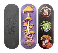 SPITBOARDS Touche 34 mm - Bois véritable (5 couches) Forme classique Popsicle Street - Taille : 34 x 96 mm - Planche graphique unique (usure réelle) - Concave optimisée - Fromage champignon