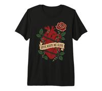 Spite Keeps Me Alive Anatomical Heart Barbed Wire Humor T-Shirt Haut de Gamme