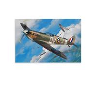 Spitfire - Impression sur toile moderne - Motif avions de chasse - Avion militaire (77) - 60 x 90 cm