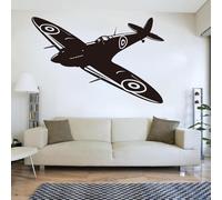Spitfire Jet Sticker mural en vinyle pour chambre d'enfant Motif avion de chasse britannique 2ème guerre mondiale 70 cm x 45 cm