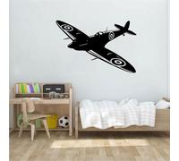 Spitfire Jet Sticker mural en vinyle pour chambre d'enfant Motif avion de chasse britannique 2ème guerre mondiale 86 x 57 cm
