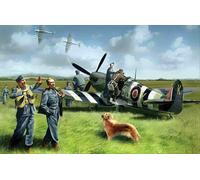 Spitfire Mk.ix With Raf Pilots Et au Sol Personnel 1:48 Plastique Model Kit Icm
