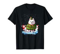 Spitz Japonais Merry Christmas Tree Lights Dog X-Mas Dogs T-Shirt
