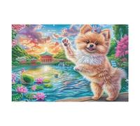 Spitz Nain Mignon de mer de Fleurs Puzzle 1000 Pièces pour Adultes Educa Vision Artistique Premium Décoration Salon Qualité Supérieure Challenge Difficile Cadeau 1000 PCS