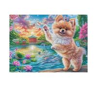Spitz Nain Mignon de mer de Fleurs Puzzle 500 Pièces pour Adultes Jeu De Challenge Educa Cadeau De Famille Décoration Moderne Détente Créative 500 PCS