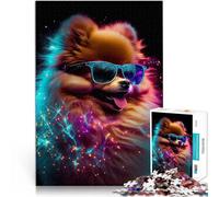 Spitz poméranien Cool Puzzles pour Adolescents 1000 pièces Jeu Stimulant et Jeu Familial Cadeaux du Père Noël Secret 38x26cm