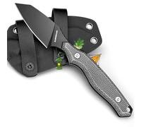 SPITZKANTE EDC couteau lame fixe, 7,2 cm lame, couteau de survie en acier 8Cr14MoV, Full-Tang, Reverse Tanto de survive avec manche en Micarta et étui Kydex pour camping
