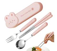 Spizummp Ustensiles de voyage avec étui, ensemble d'ustensiles de voyage réutilisables avec étui, kit de vaisselle résistant aux chutes, accessoires de déjeuner pour camping, école, pique-nique, avion