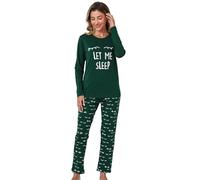 SPKPKEY Ensemble de pyjama à manches longues en coton pour femme - Imprimé mignon, Œil vert, XXL
