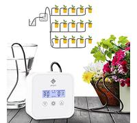 sPlant Kit d'irrigation goutte à goutte automatique LCD amélioré pour 15 plantes, minuterie d'eau programmable, planification intelligente, matériau plastique, style en ligne, raccords à emboîter